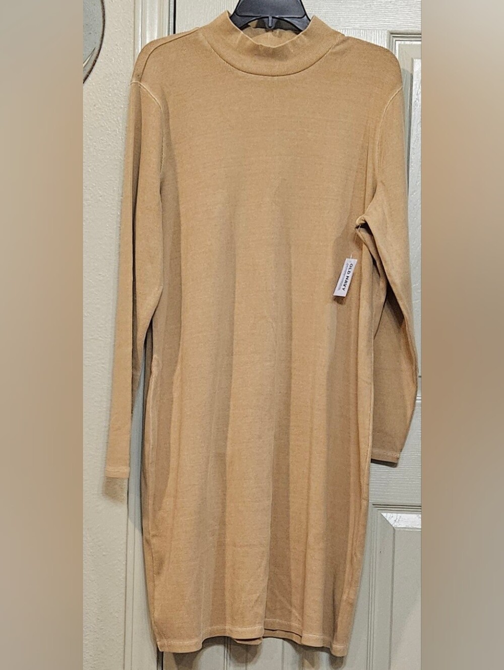 Old Navy Tan Midi Mock-Neck Sweater Dress